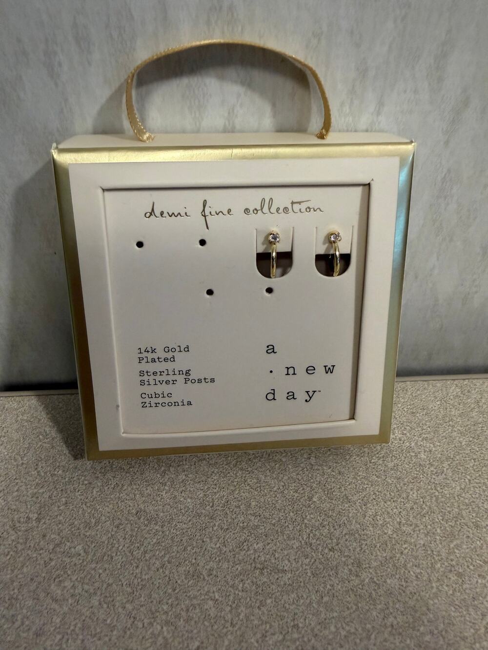 A New Day Demi Fine 14k Gold Plated Cubic Zirconia Huggie Hoop Earrings